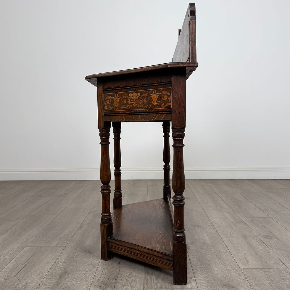 Thumbnail: Antique 19th Century Fine Quality Inlaid Side Table In Oak ( REF AF-5158 )