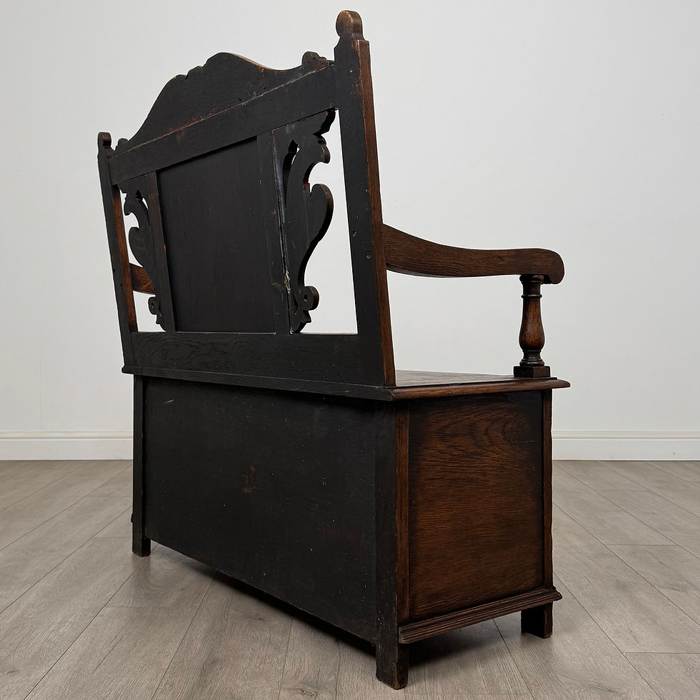 Thumbnail: Antique 19th Century Victorian Carved Oak Settle ( AF-5300 )