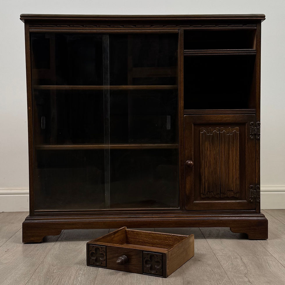 Thumbnail: Antique 20th Century Small Linenfold Bookcase In Oak ( AF-5473 )