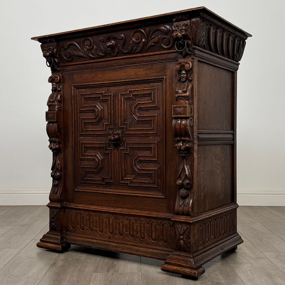Thumbnail: Antique 19th Century Carved Victorian Cupboard In Oak  ( AF-5663 )