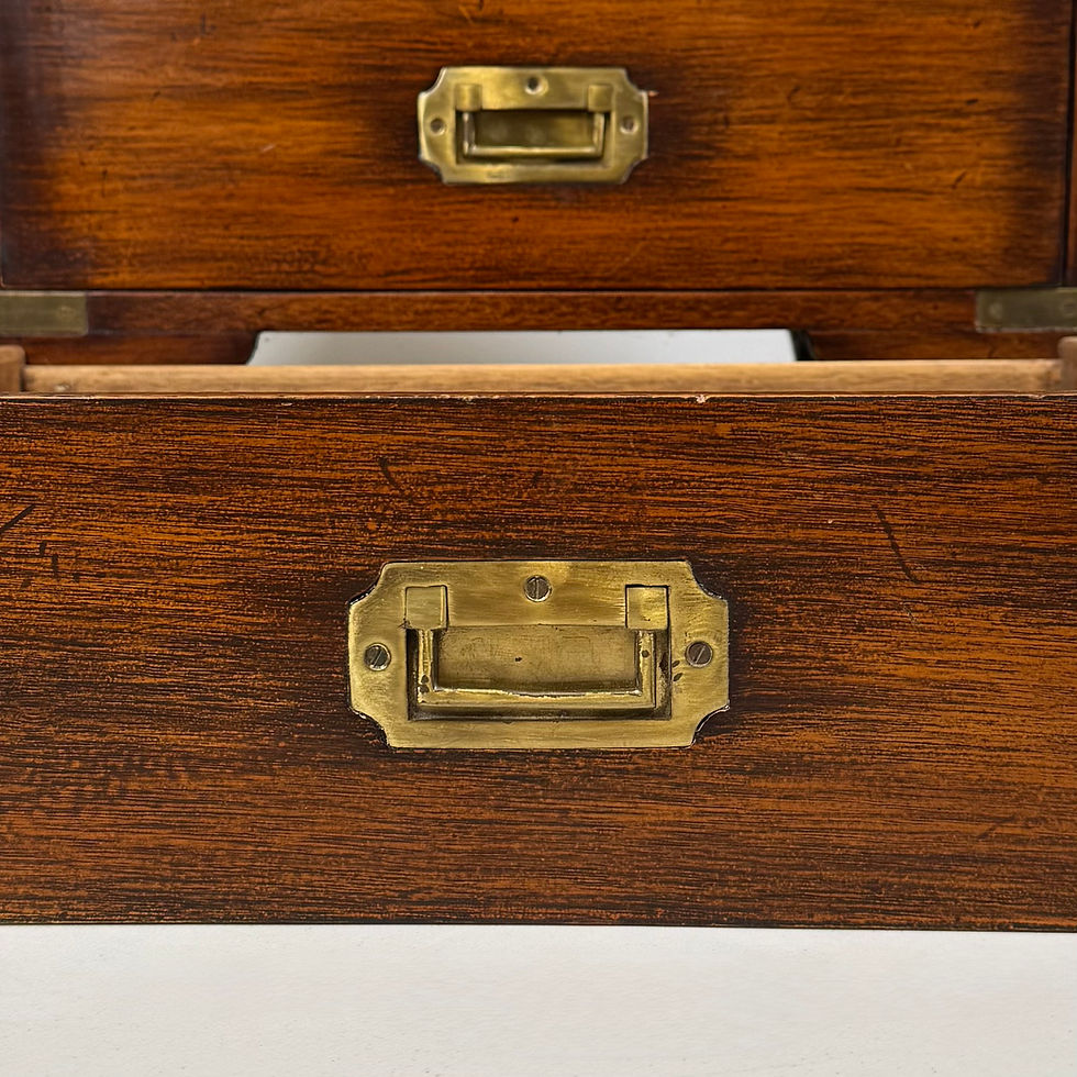 Thumbnail: Antique 20th Century Small Campaign Style Chest Of Drawers ( AF-5786 )