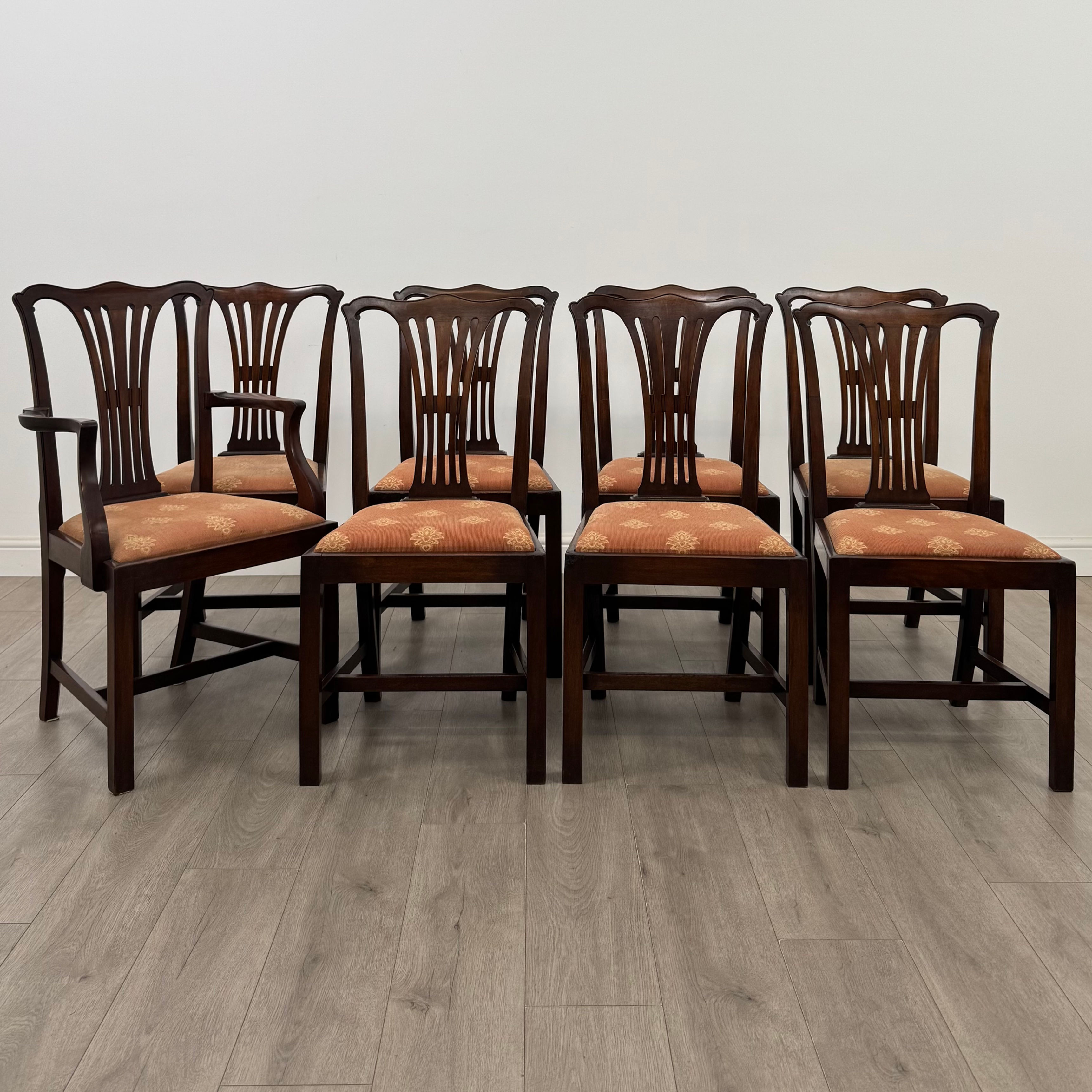 Antique 19th Century Georgian Style Set Of 8 Mahogany Dining Chairs ( AF-5571 )