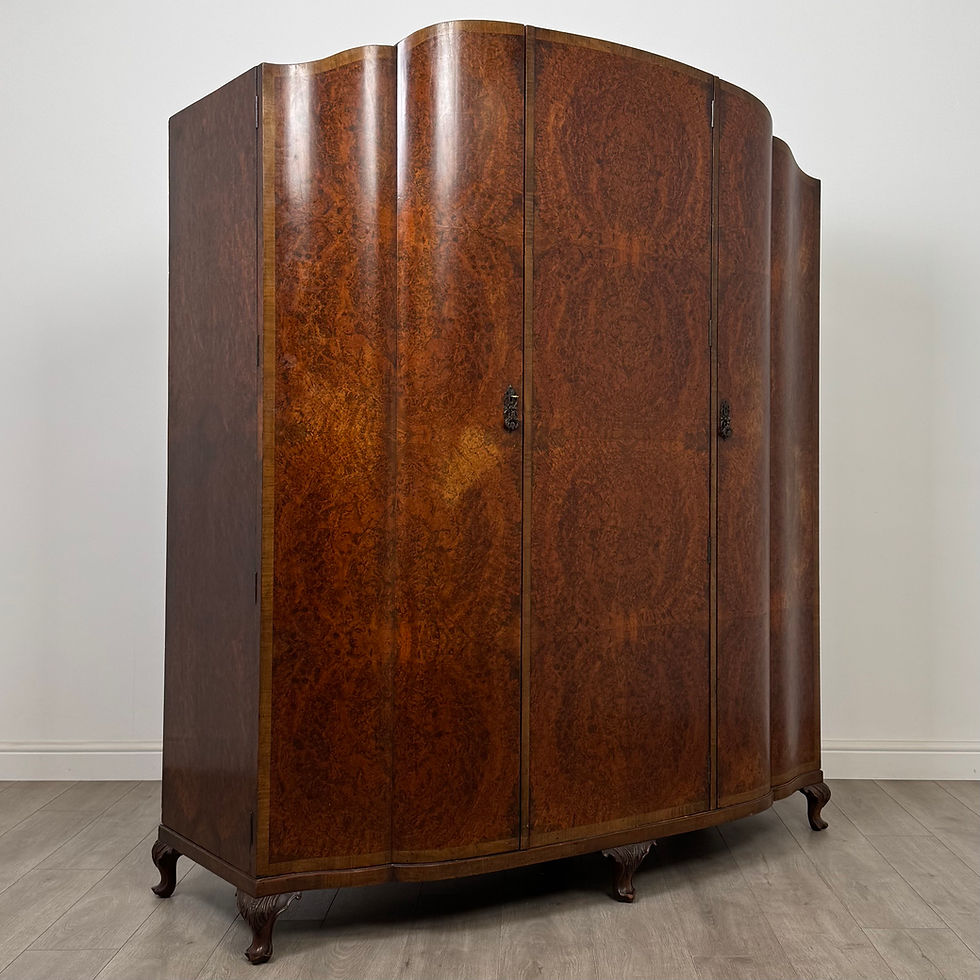 Thumbnail: Antique 20th Century Large Edwardian Wardrobe In Burr Walnut ( AF-5611 )