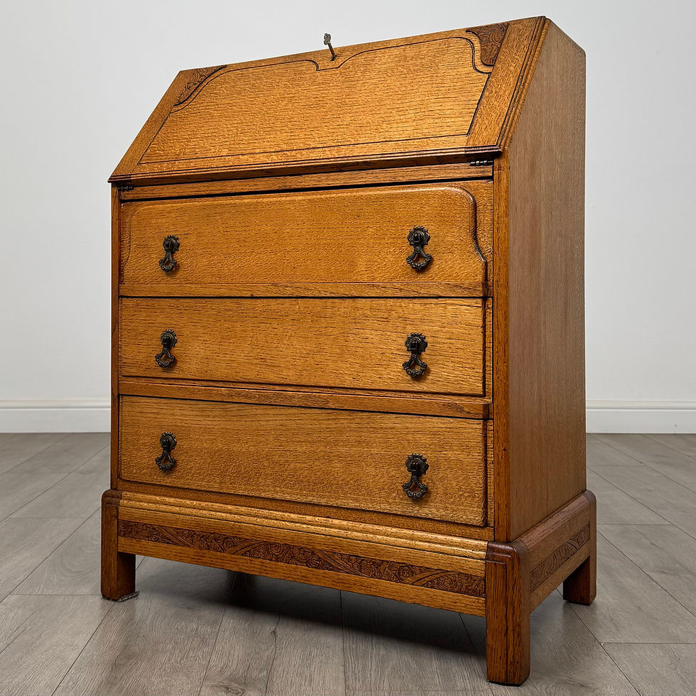 Thumbnail: Antique 20th Century Art Deco Style Golden Oak Bureau ( AF-5497 )