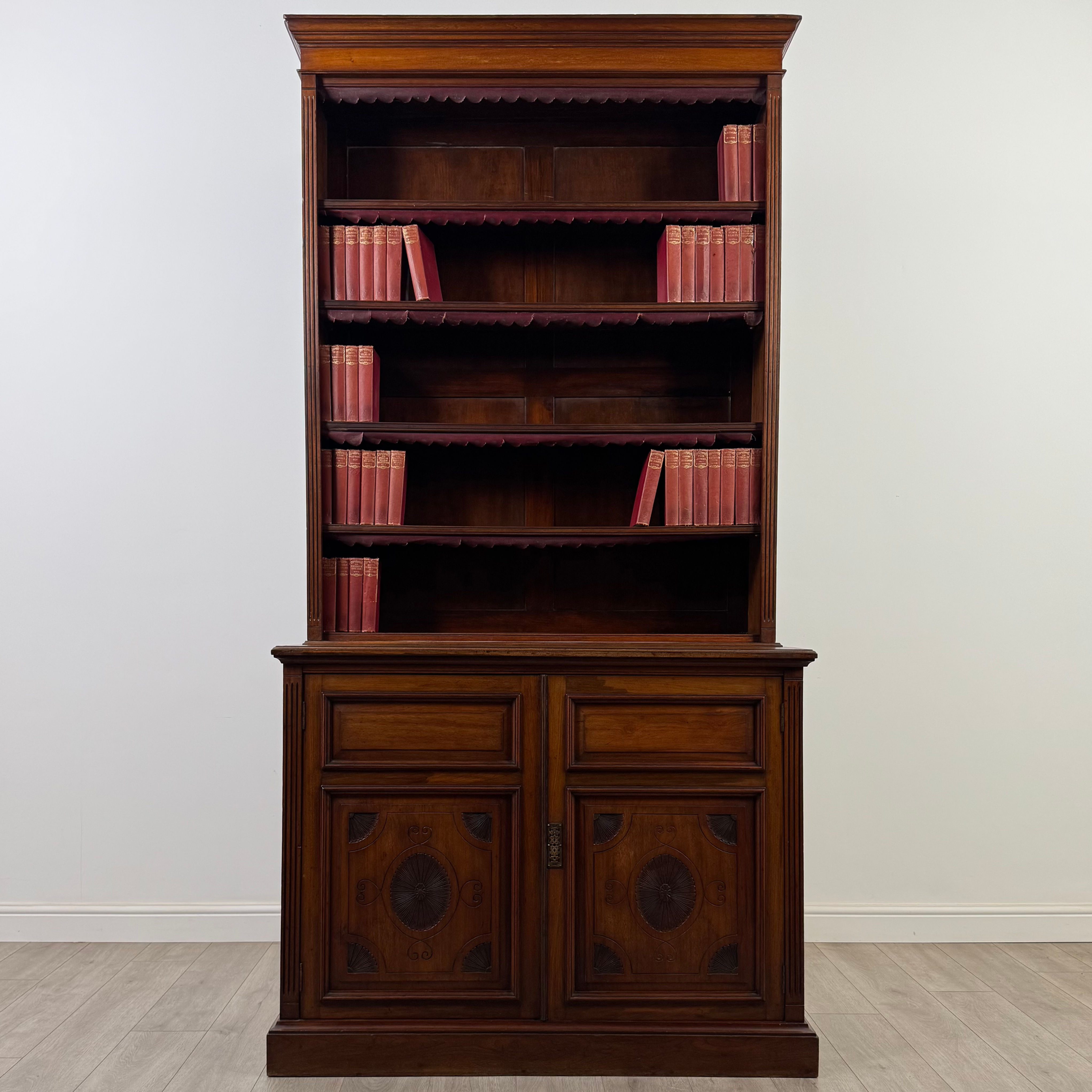 Antique 20th Century Tall Open Bookcase In Mahogany ( AF-5500 )