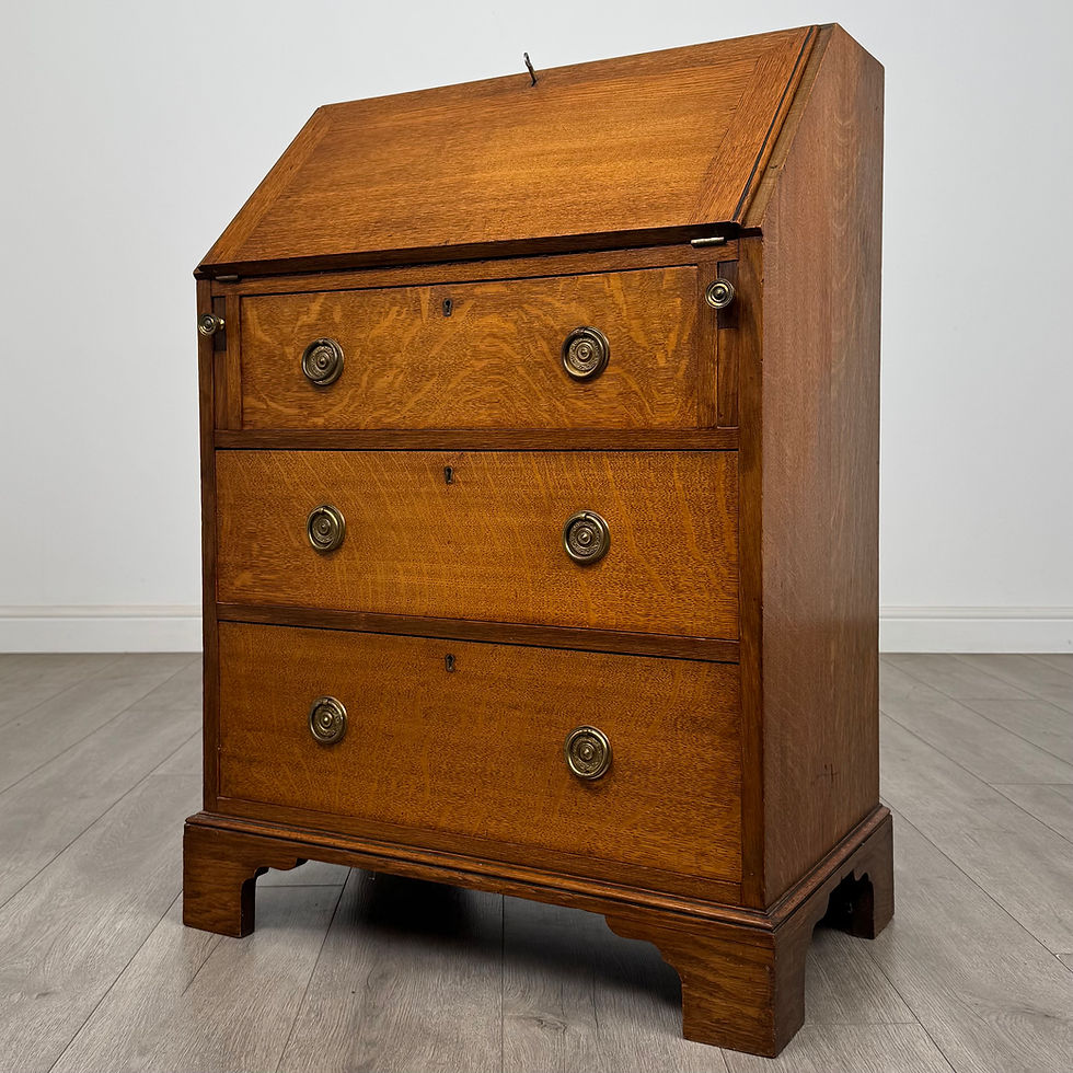 Thumbnail: Antique 20th Century Edwardian Bureau In Golden Oak ( AF-5698 )