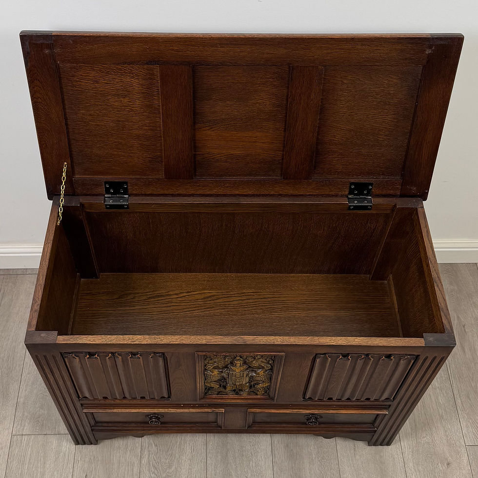 Thumbnail: Antique 20th Century Linenfold Mule Chest In Oak ( AF-5354 )