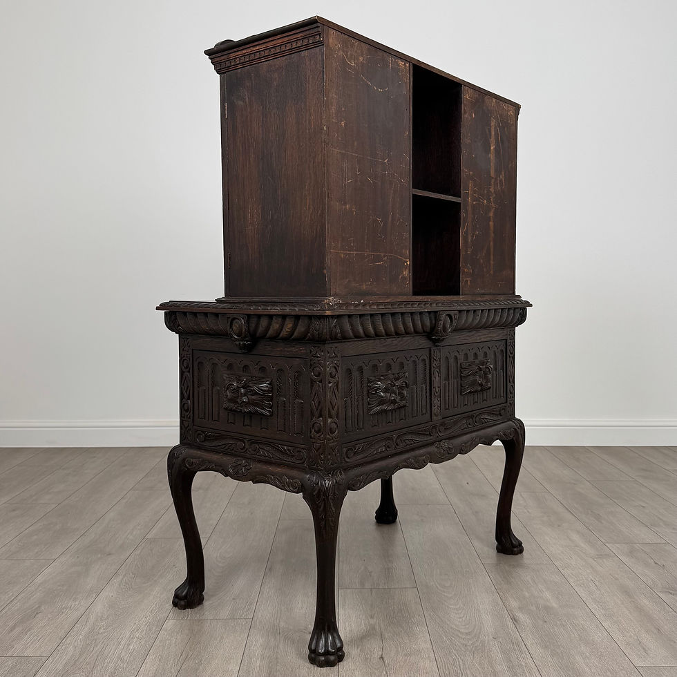 Thumbnail: Antique 19th Century Heavily Carved Oak Cabinet ( REF AF-4104 )