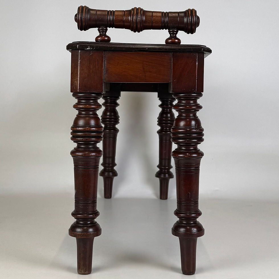 Thumbnail: Antique 19th Century Small Victorian Hall Bench In Mahogany ( AF-6467 )