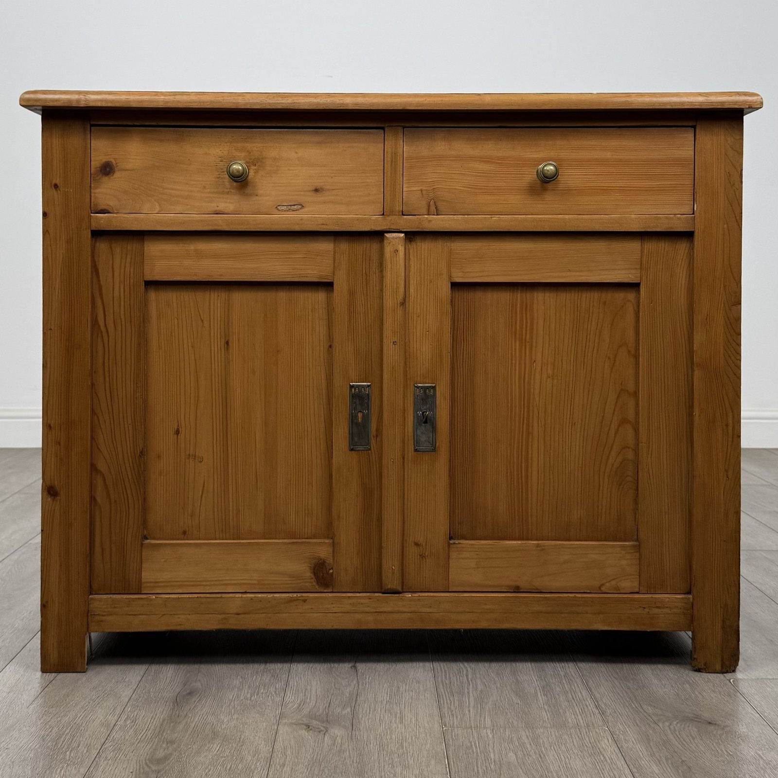 Antique Victorian Pine Cupboard | Two Drawers Over Panelled Doors | AF-6713