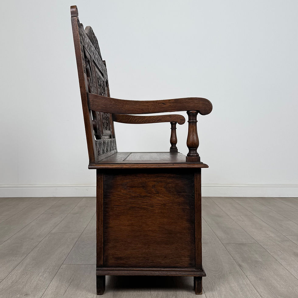 Thumbnail: Antique 19th Century Victorian Carved Oak Settle ( AF-5300 )