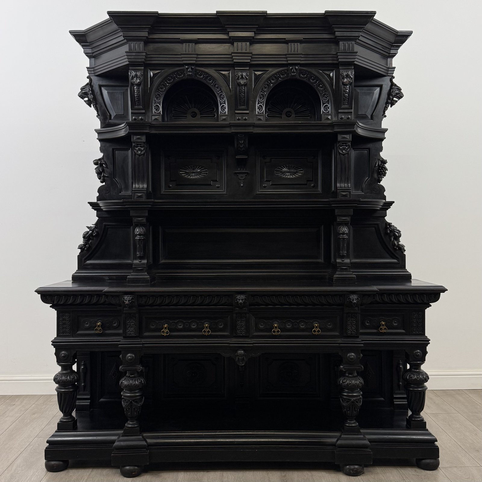 Antique Victorian Ebonised Sideboard | Lion Mask Carving | AF-6498