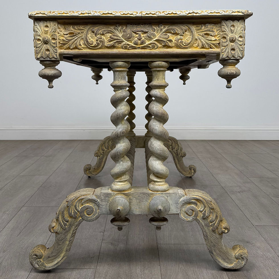 Thumbnail: Antique 19th Century Victorian Carved Oak Writing Table ( AF-5977 )