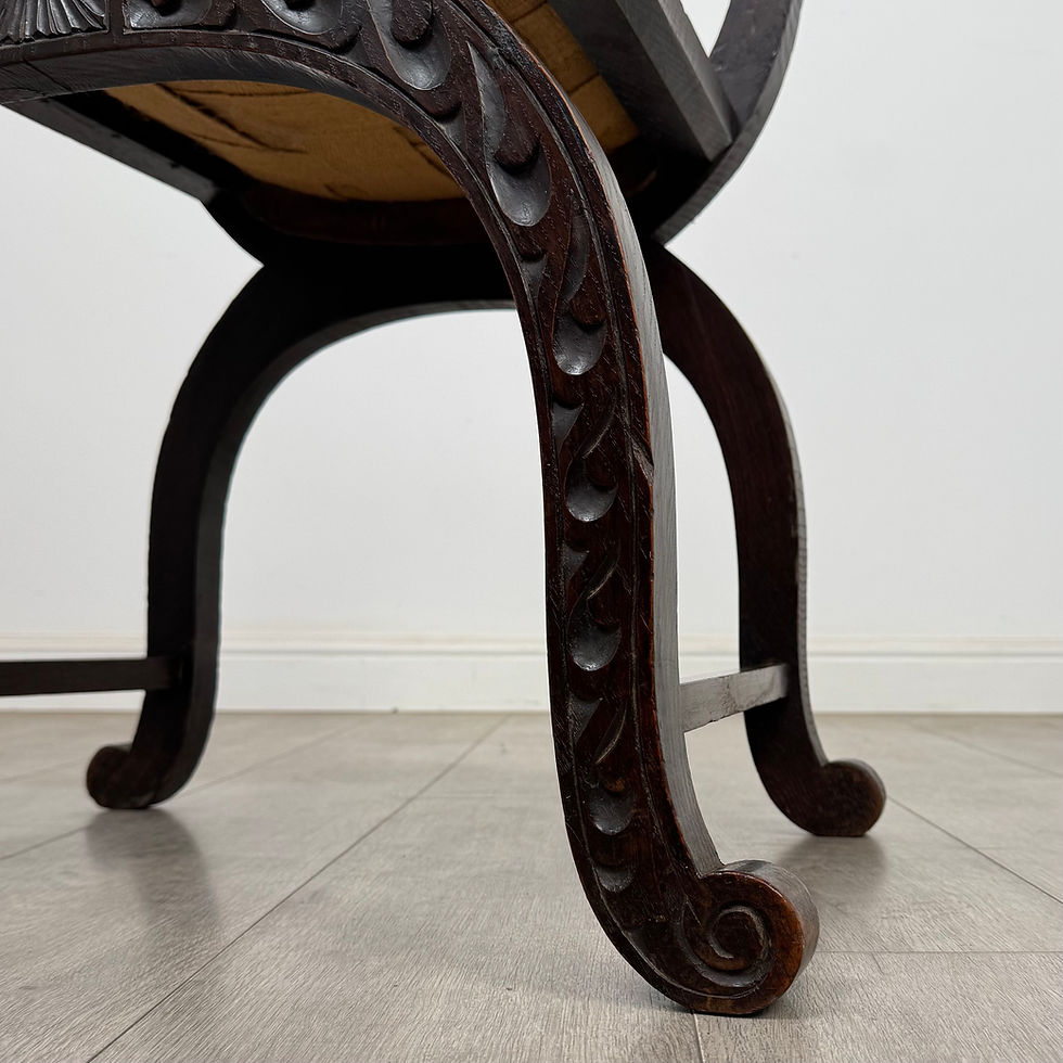 Thumbnail: Antique 19th Century Victorian Savonarola Chair In Oak  ( AF-5683 )