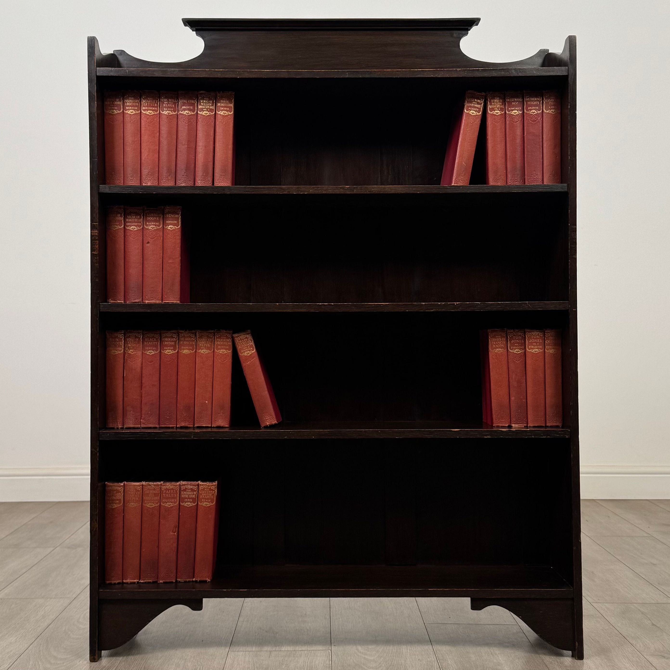 Antique 20th Century Edwardian Open Bookcase In Oak ( AF-5570 )