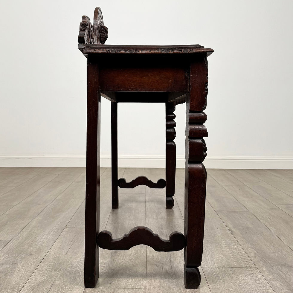 Thumbnail: Antique 19th Century Carved Oak Victorian Side Table ( AF-5888 )