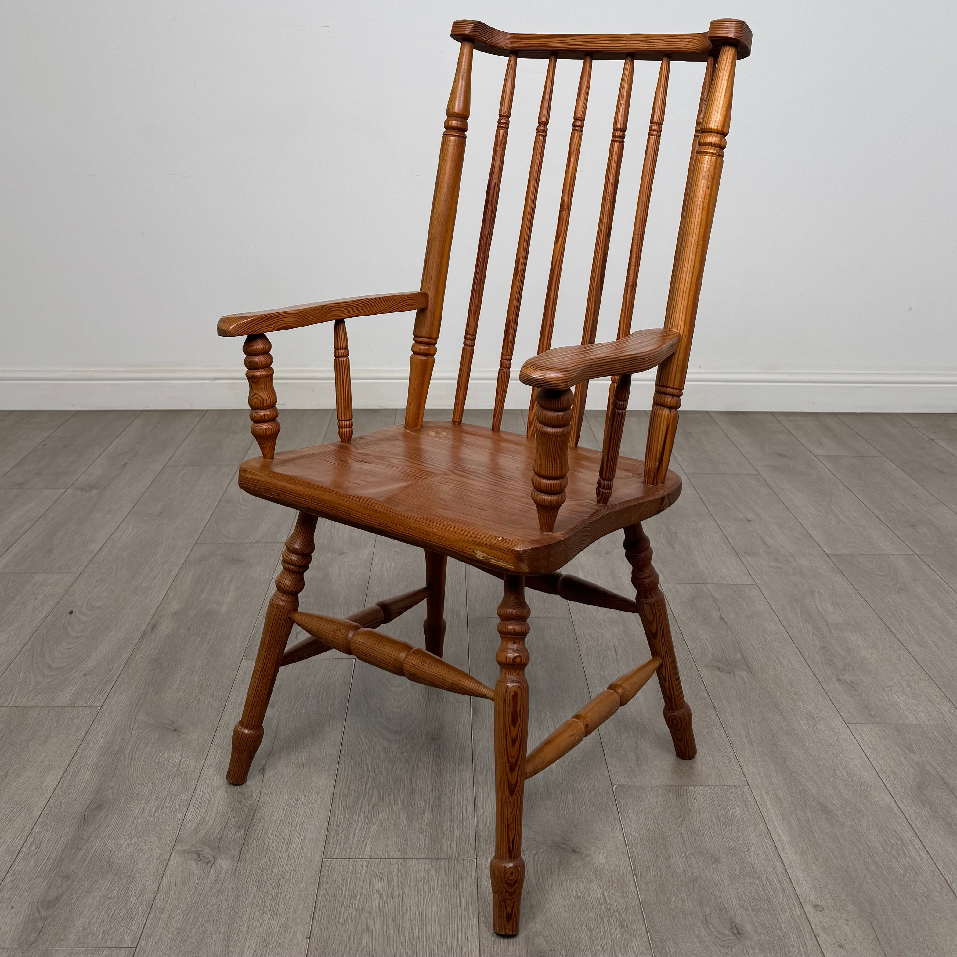 Antique 20th Century Stick Back Armchair In Pitch Pine ( AF-6085 )