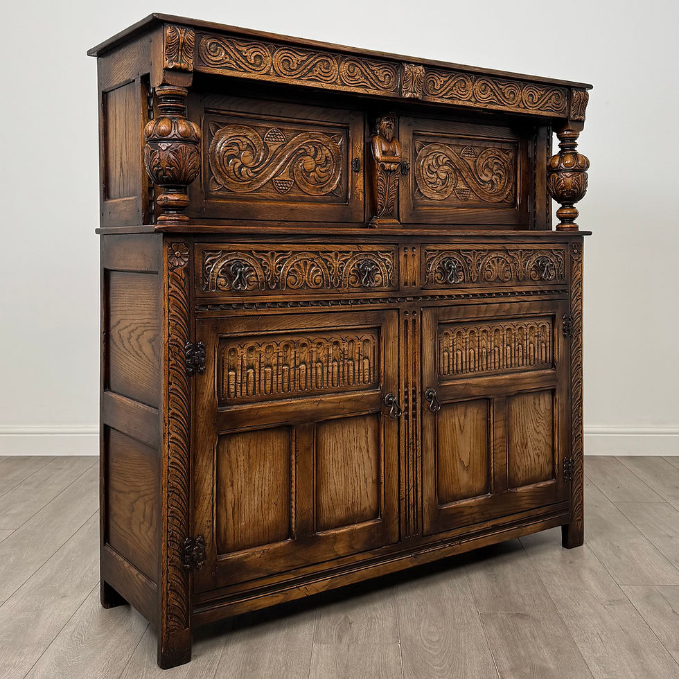 Thumbnail: Antique 20th Century Carved Oak Court Cupboard ( AF-6183 )