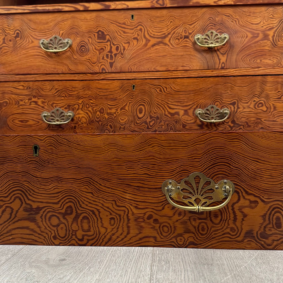 Thumbnail: Antique 19th Century Figured Pitch Pine Chest Of Drawers ( AF-5401 )
