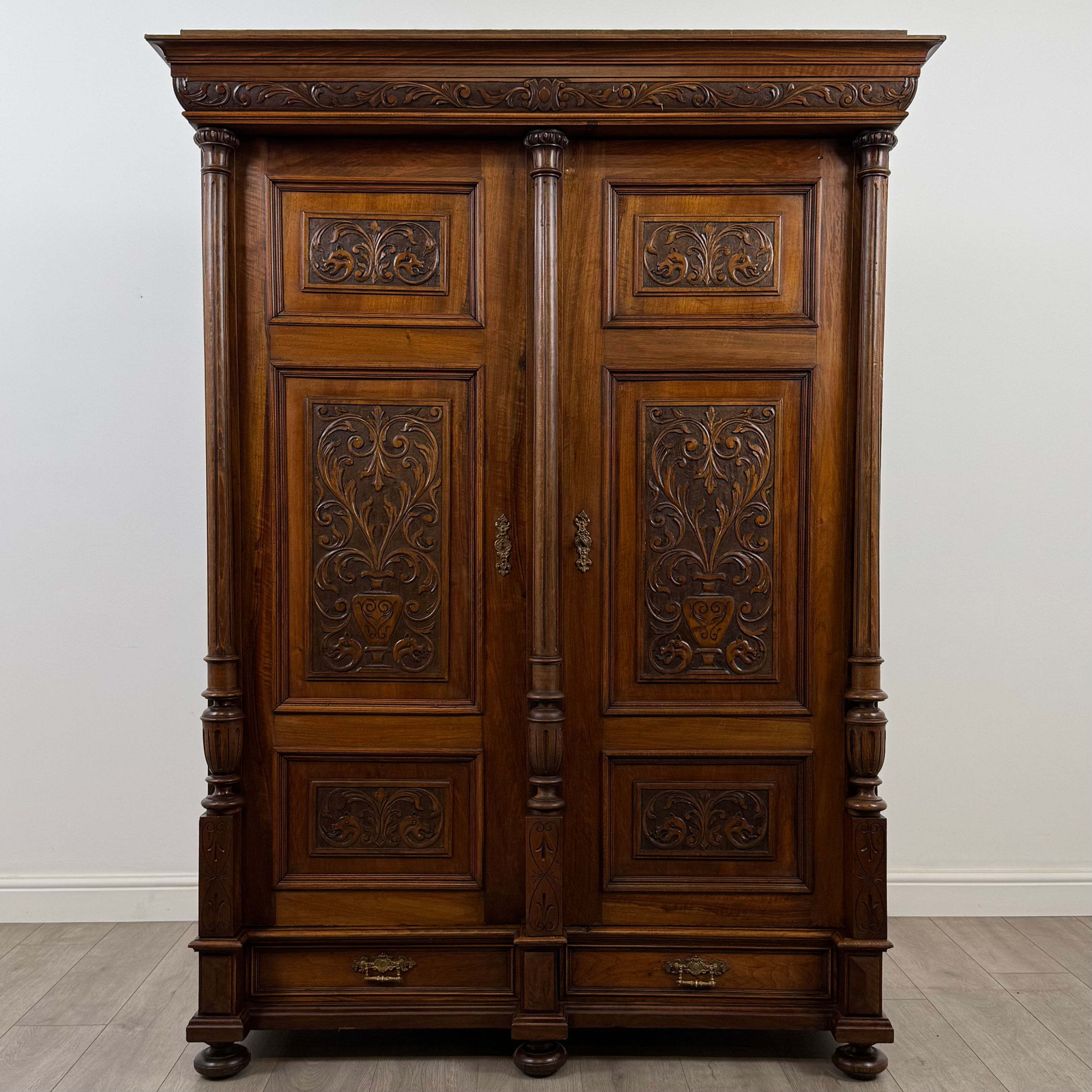 Antique 19th Century French Wardrobe In Walnut ( AF-6370 )