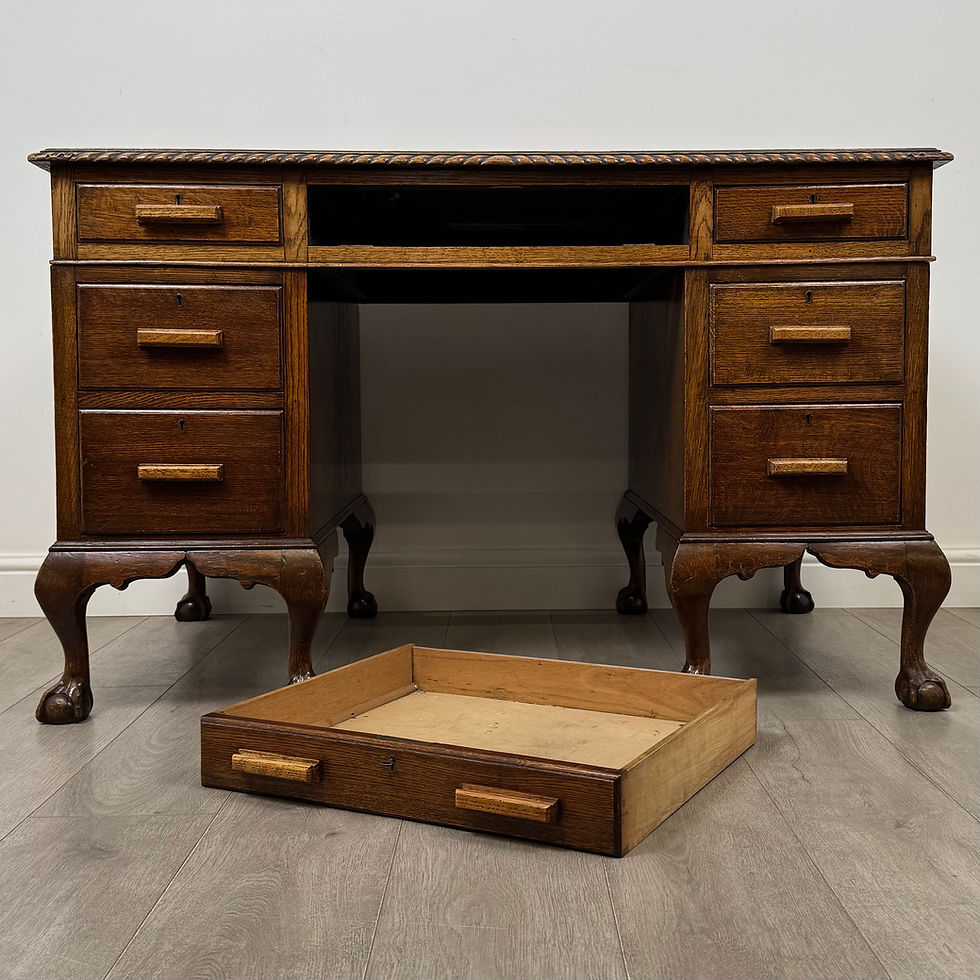 Thumbnail: Antique 20th Century Good Quality Pedestal Desk In Oak ( AF-6312 )