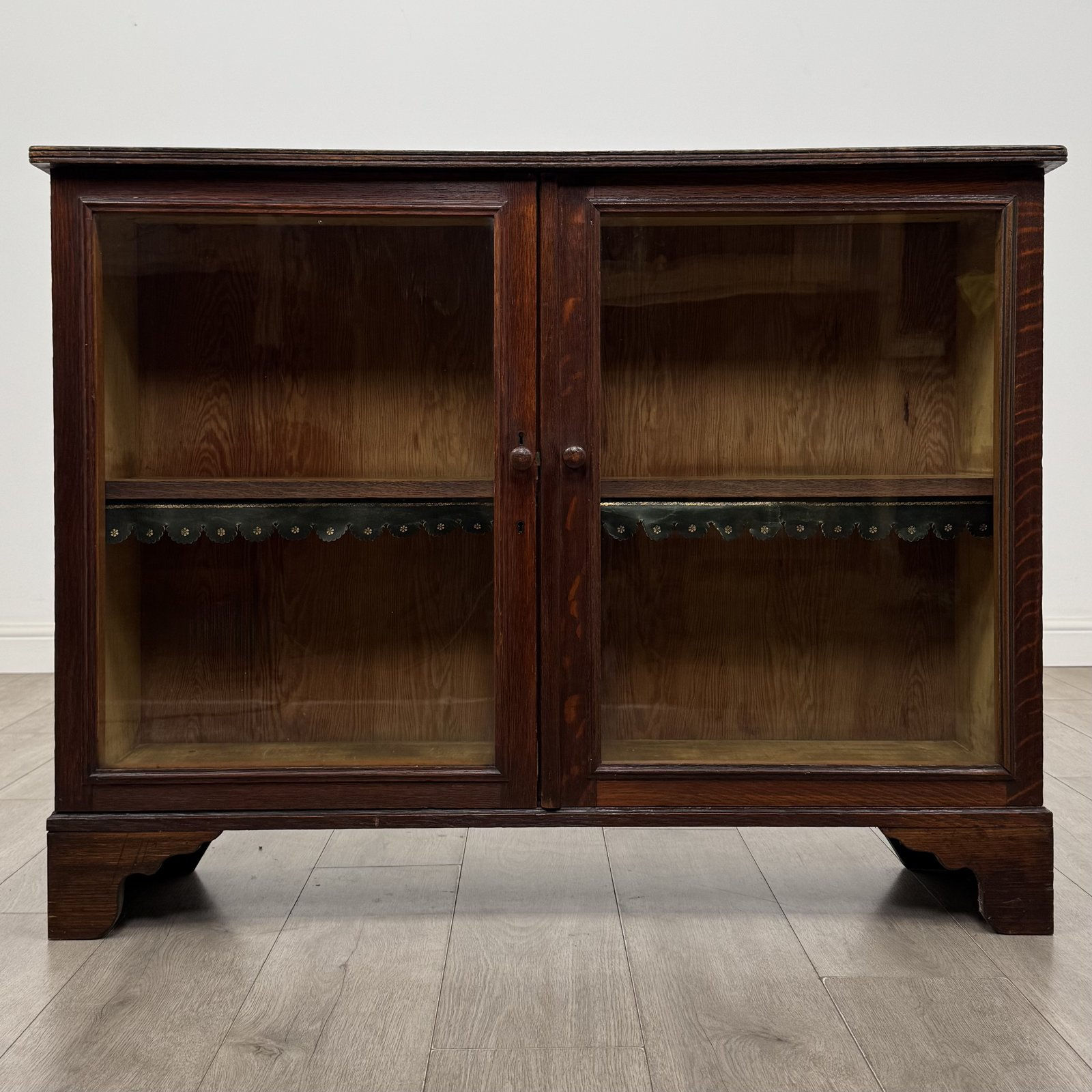 Antique Victorian Oak Display Cabinet | Low Glazed Bookcase | AF-6653