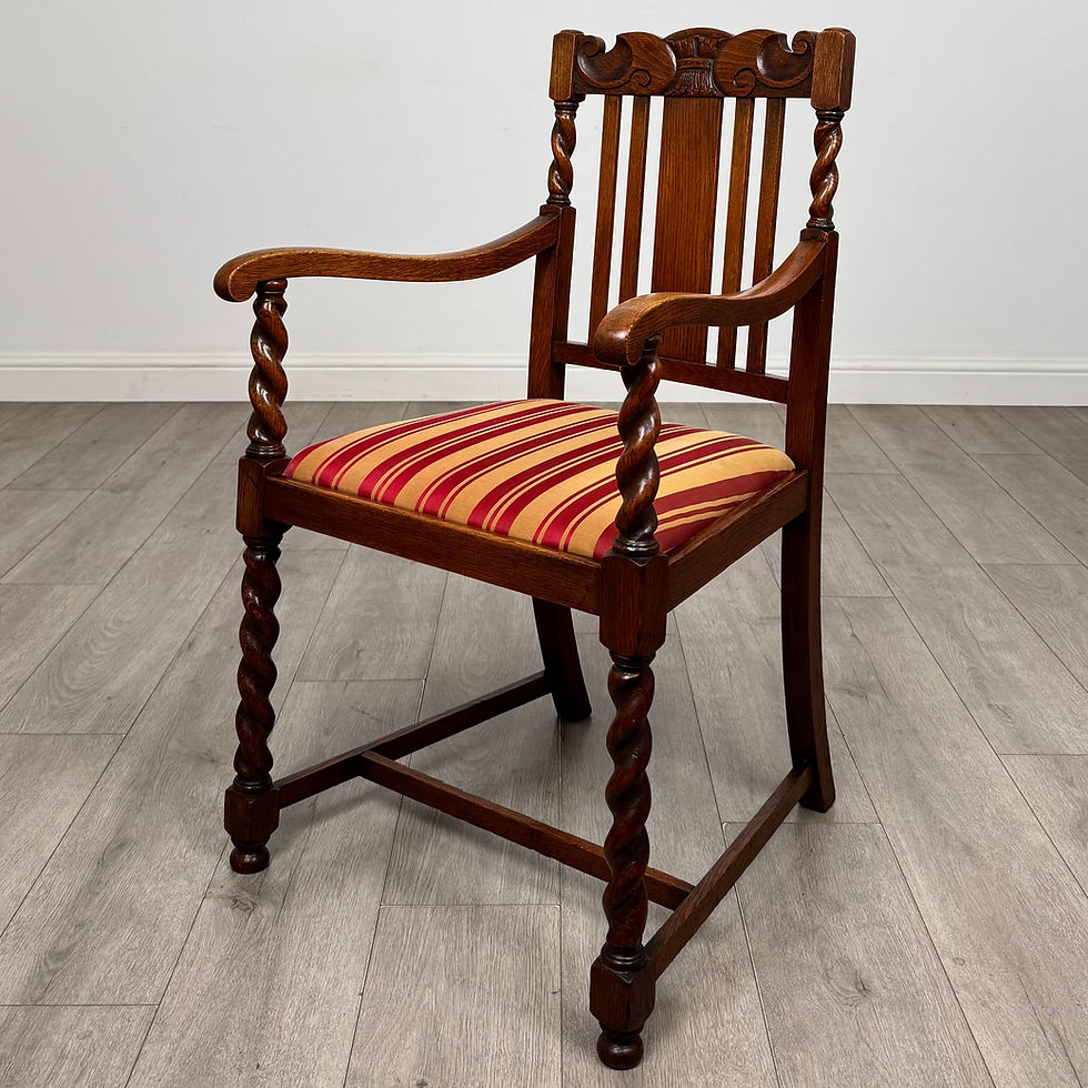 Thumbnail: Antique 20th Century Set Of 6 Barley Twist Dining Chairs In Oak ( AF-6292 )