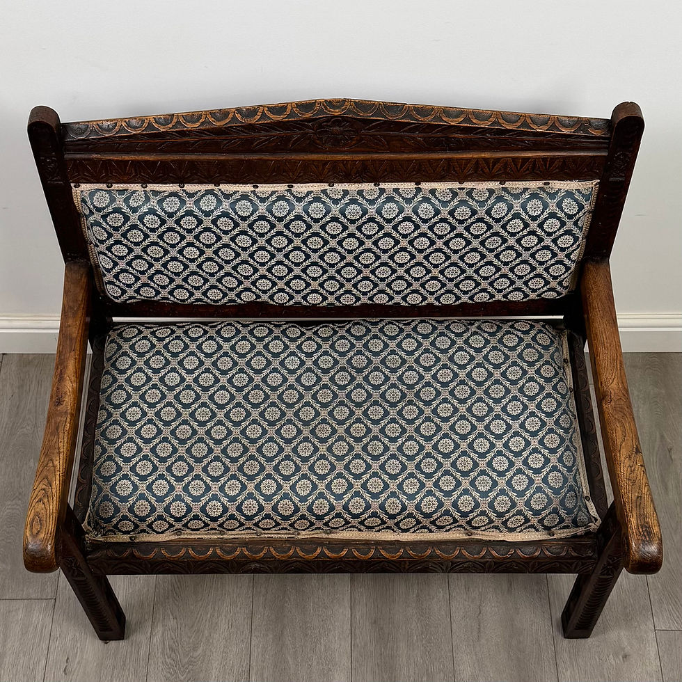 Thumbnail: Antique 19th Century Victorian Carved Oak Bench ( AF-5515 )