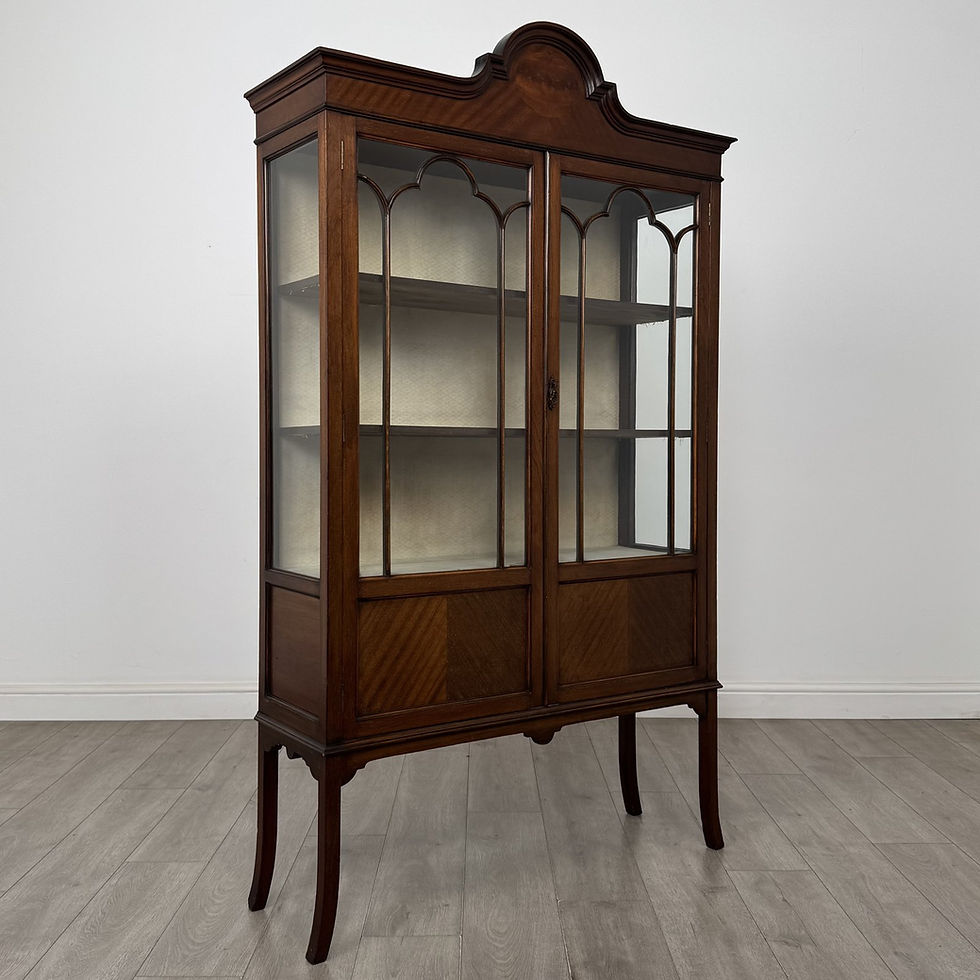 Thumbnail: Antique Edwardian Mahogany Display Cabinet | Arched Pediment | AF-6732