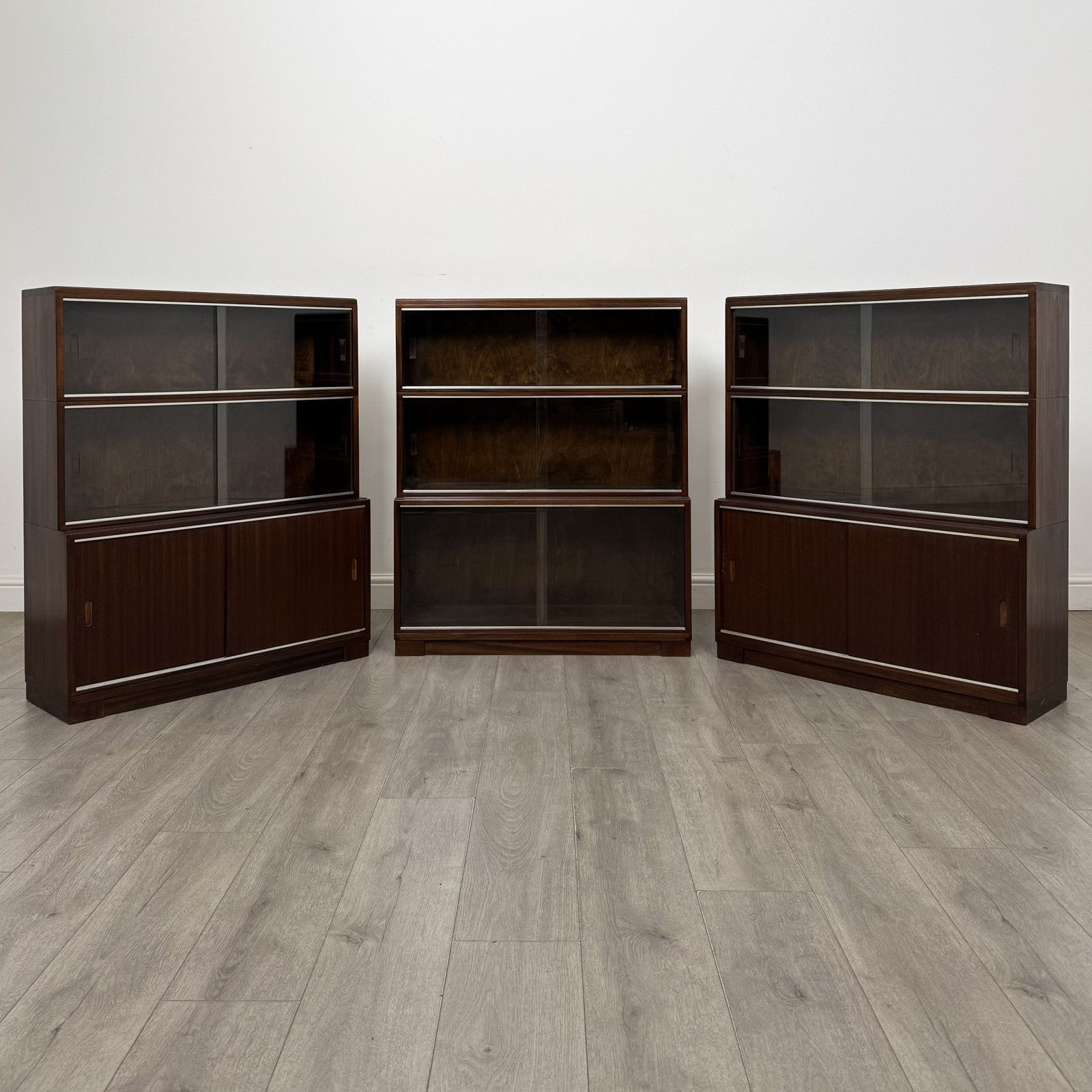 Vintage Mahogany Set Of Three Cabinets | Sliding Glass Doors | AF-6620