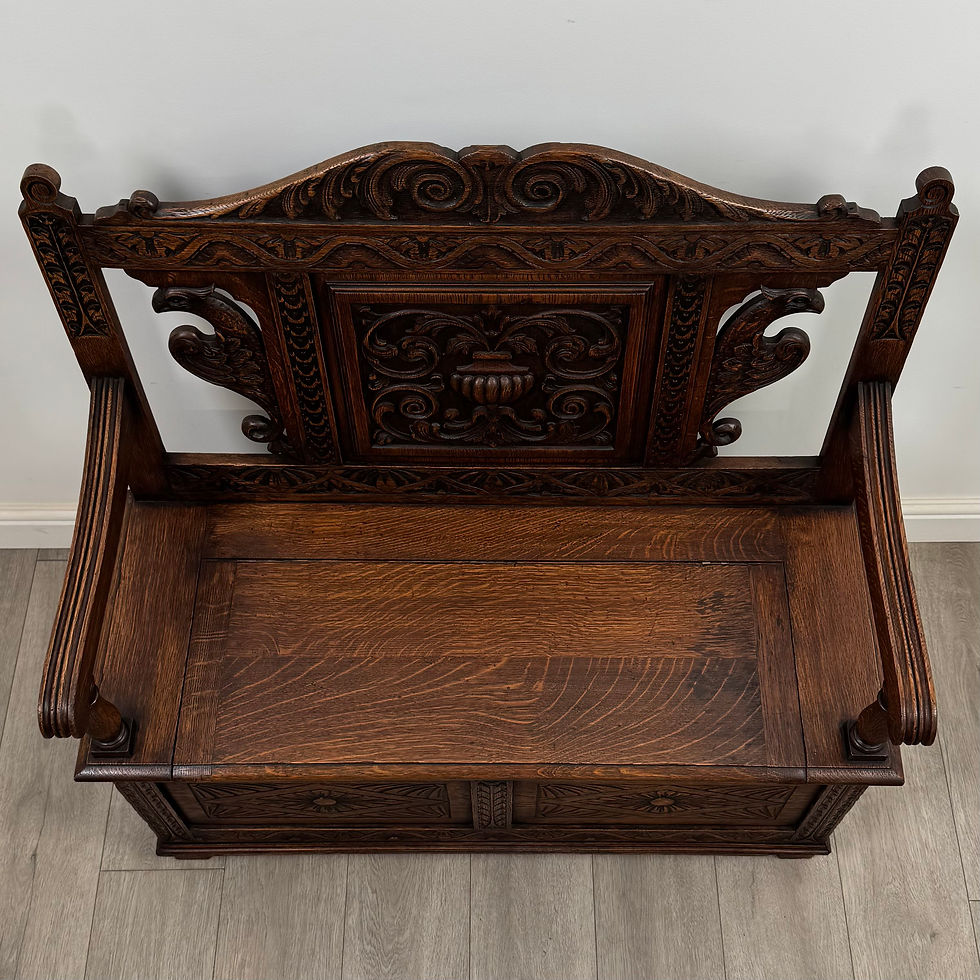 Thumbnail: Antique 19th Century Victorian Carved Oak Settle ( AF-5300 )