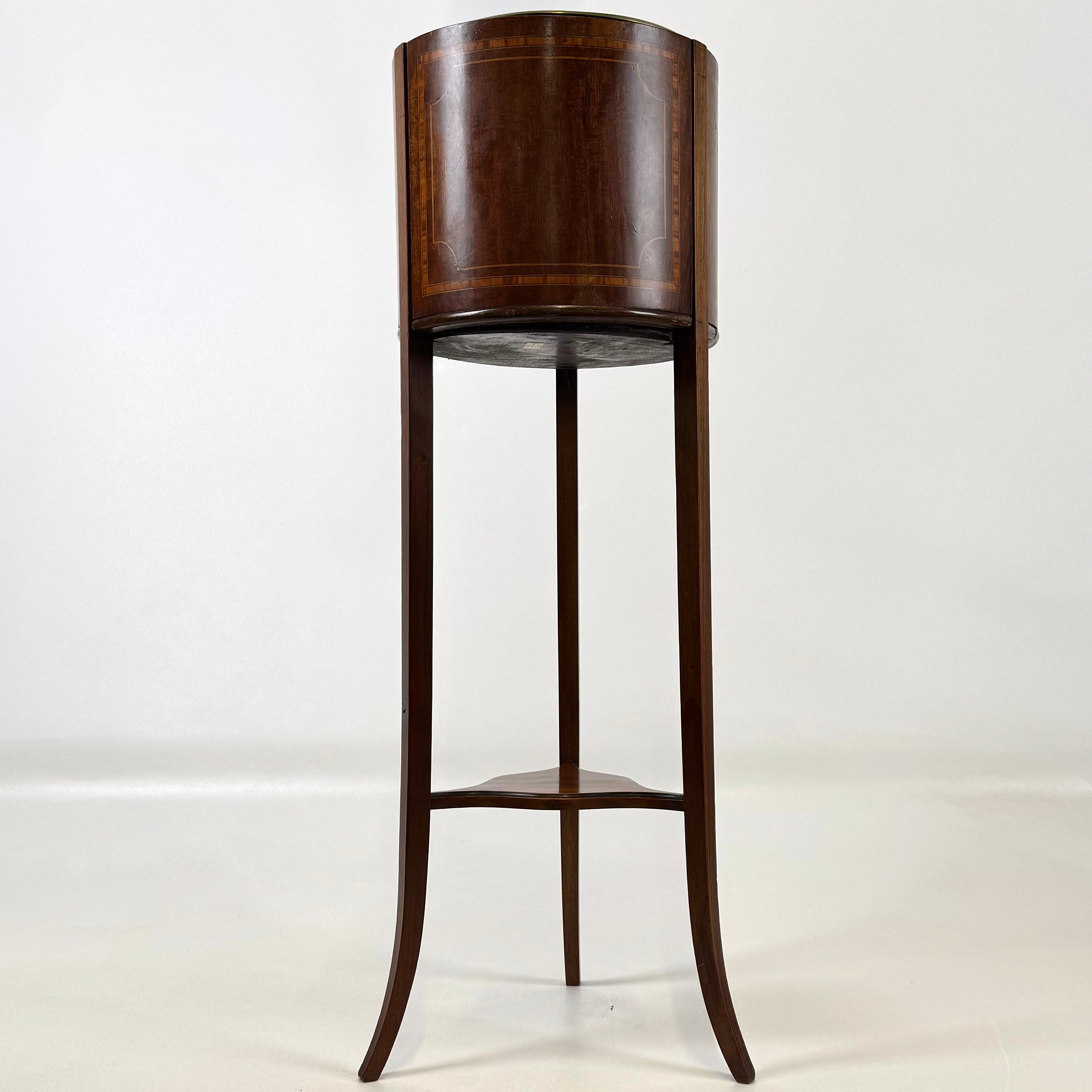 Antique 20th Century Inlaid Plant Stand In Mahogany ( REF AF-4976 )