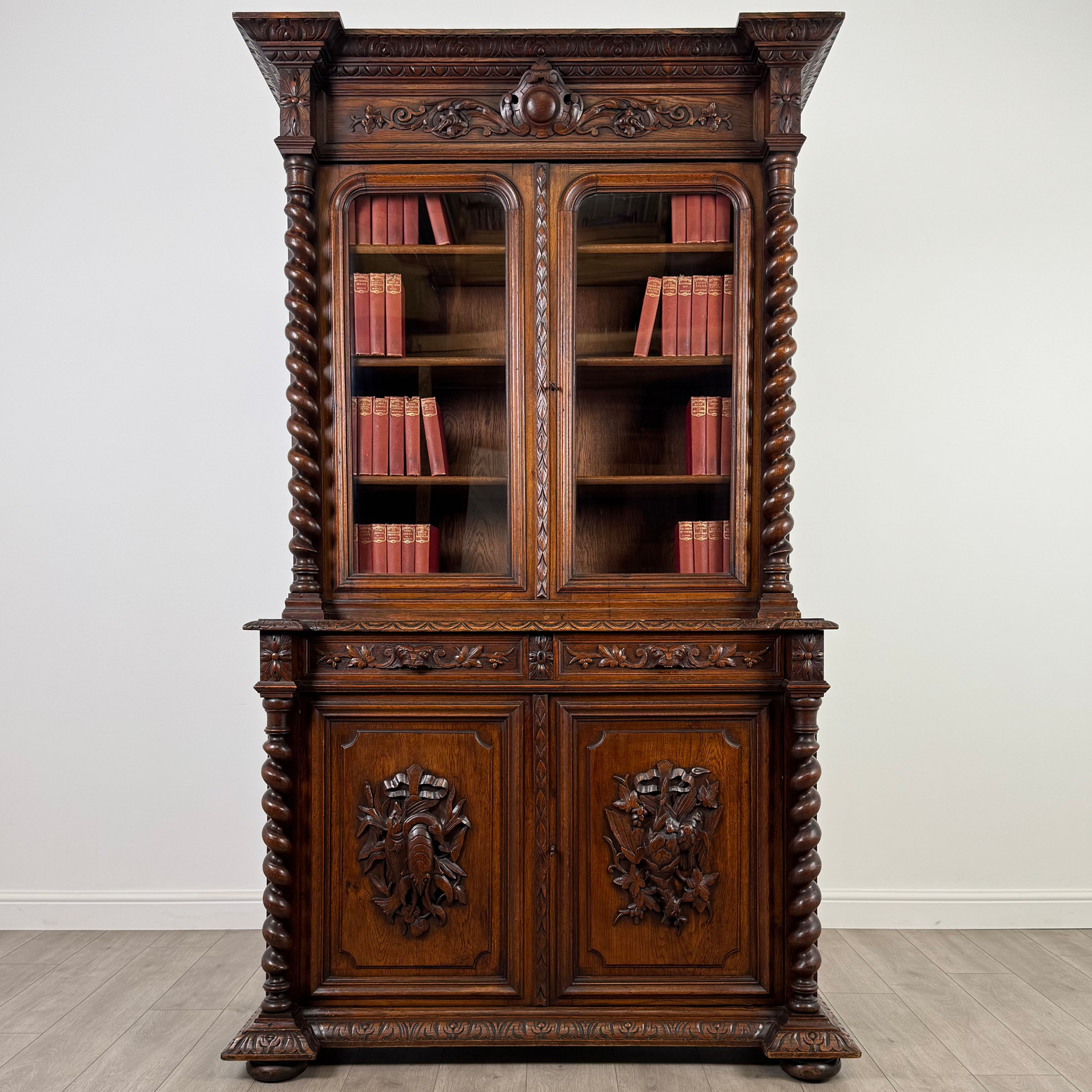 Antique 19th Century Renaissance Revival Bookcase In Oak ( REF AF-4141 )