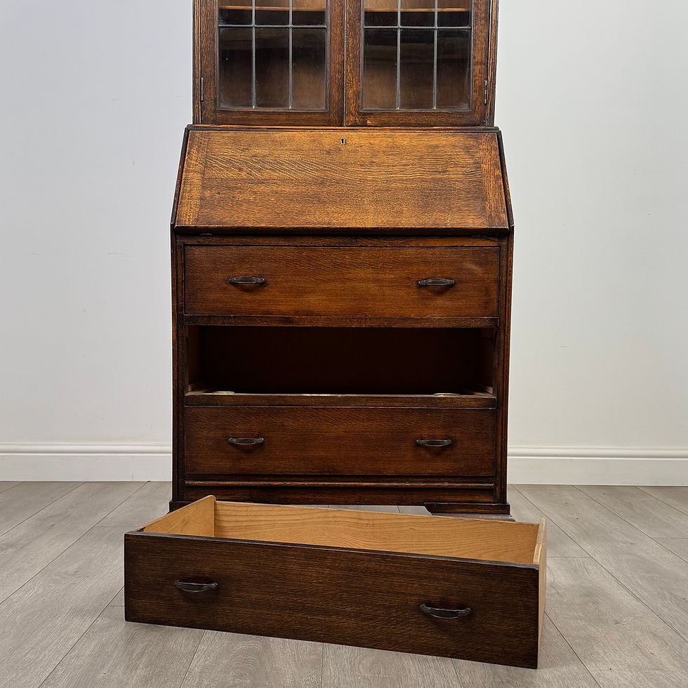 Thumbnail: Antique 20th Century Edwardian Bureau Bookcase In Oak ( AF-5452 )