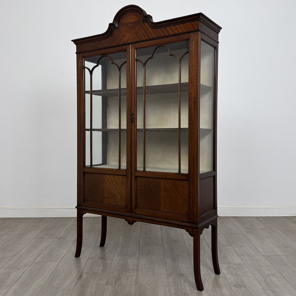 Thumbnail: Antique Edwardian Mahogany Display Cabinet | Arched Pediment | AF-6732