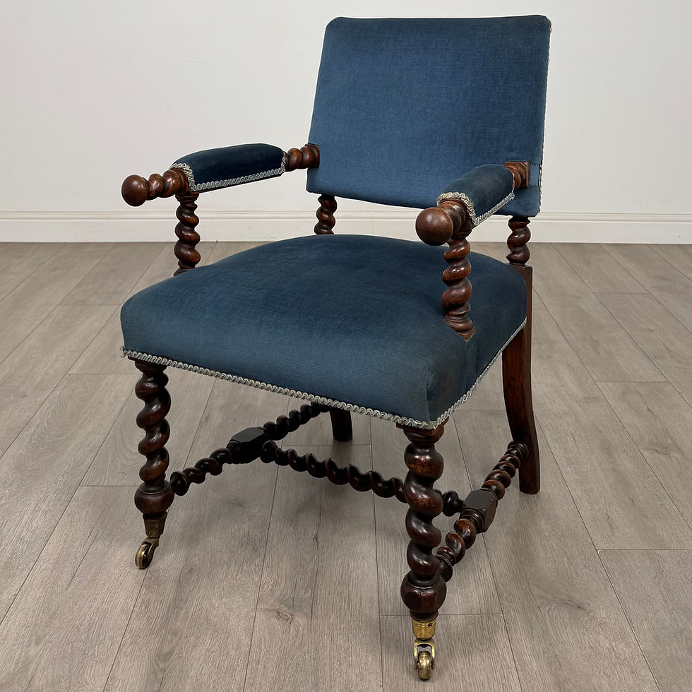 Thumbnail: Antique 19th Century Carved Victorian Armchair In Oak ( AF-5666 )