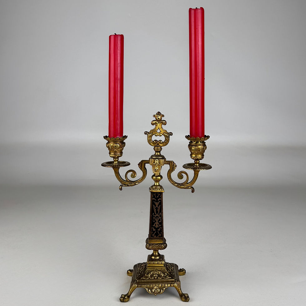 Thumbnail: Antique 19th Century French Pair Of Brass Candelabra ( AF-5345 )