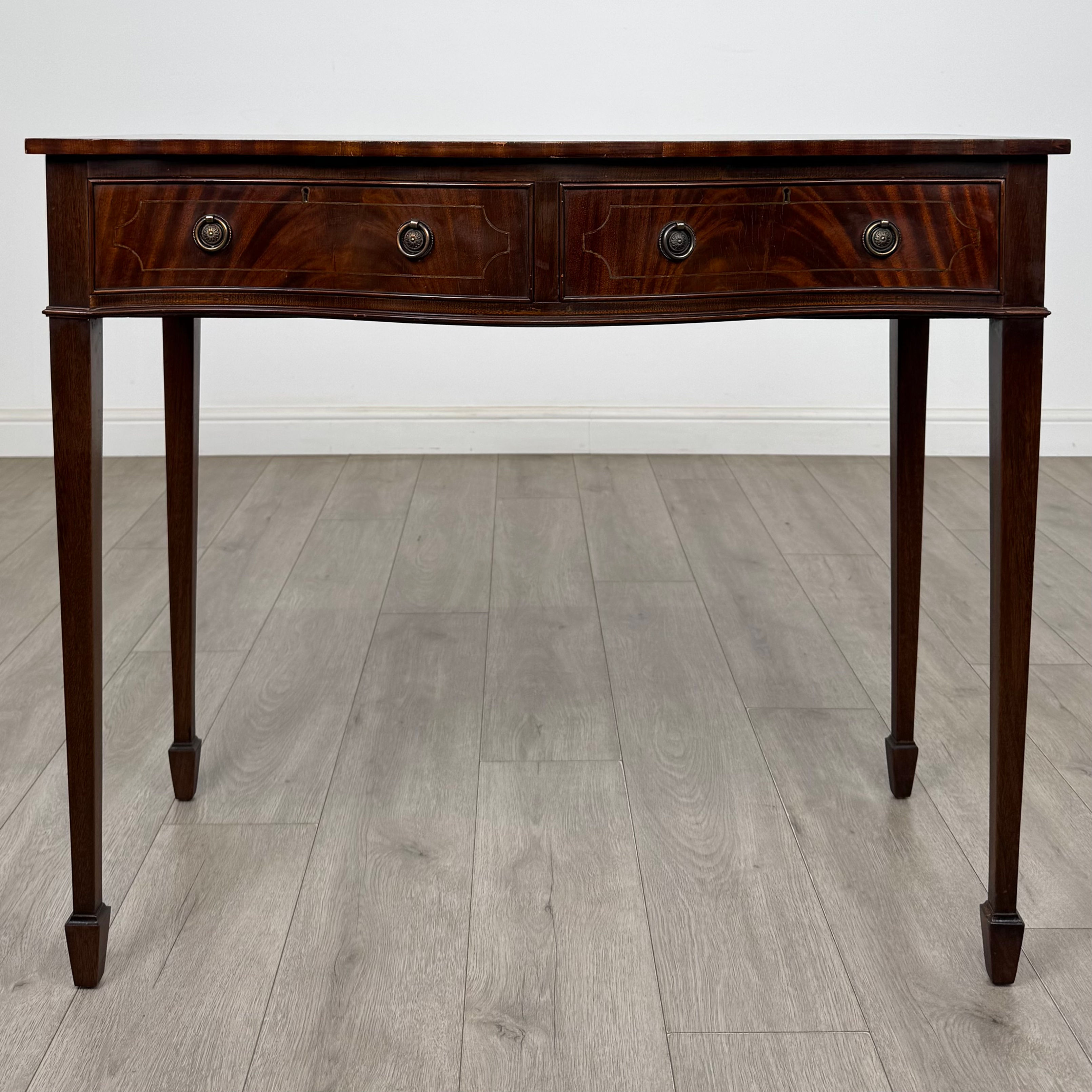 Antique 20th Century Serpentine Writing Table In Mahogany ( AF-5861 )