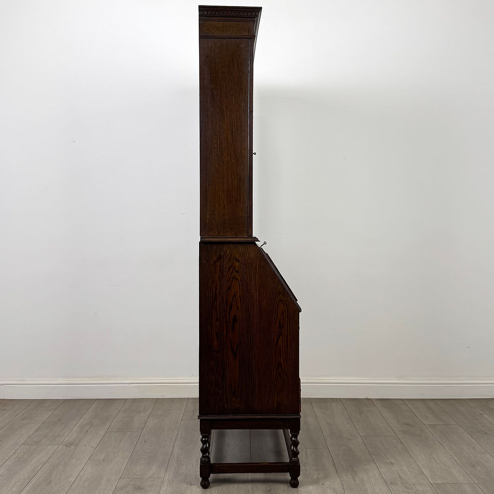 Thumbnail: Antique 20th Century Jacobean Style Bureau Bookcase In Oak ( AF-6073 )