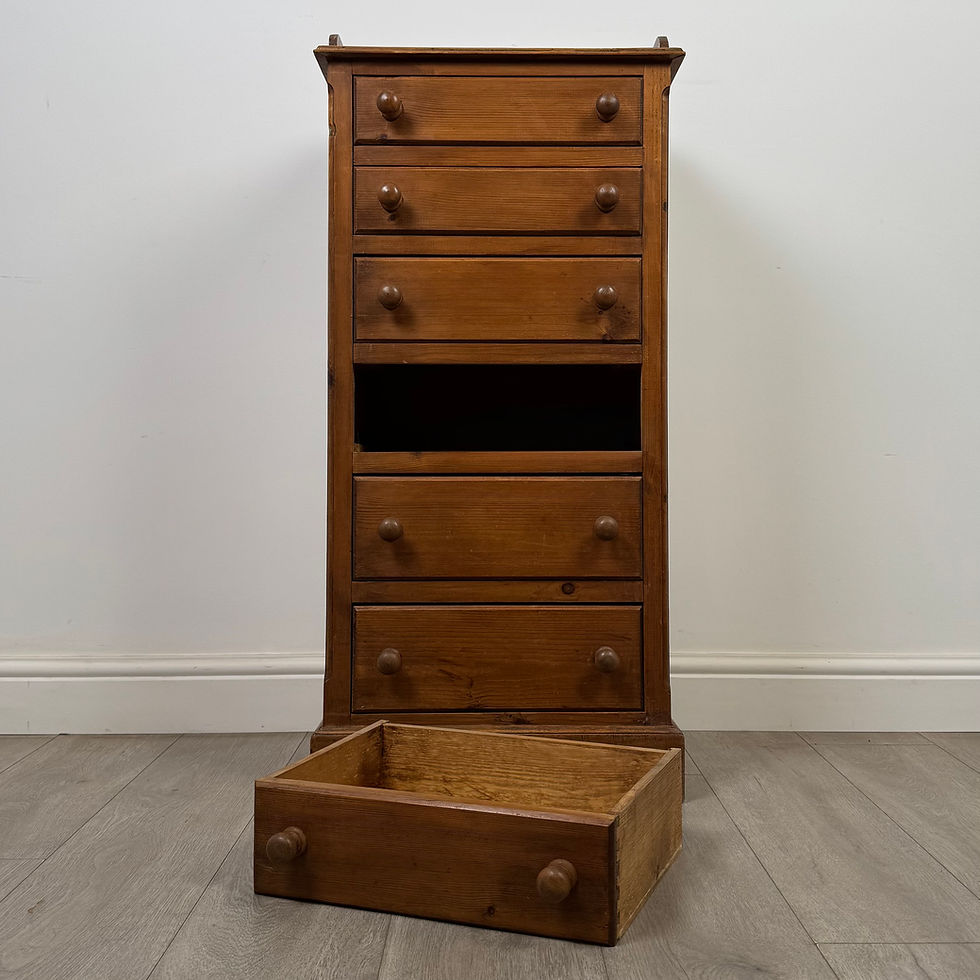 Thumbnail: Vintage 20th Century Narrow Pine Chest Of Drawers ( AF-5766 )