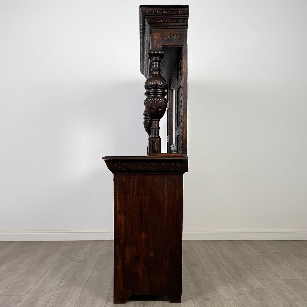 Thumbnail: Antique 19th Century Fine Victorian Carved Oak Sideboard ( AF-5612 )
