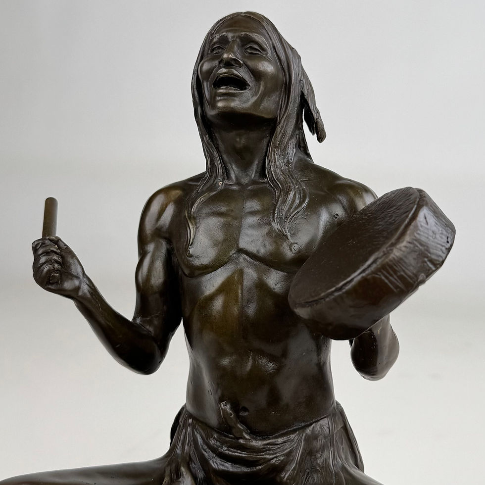 Thumbnail: Antique 20th Century Native American Bronze Sculpture ( REF AF-4177 )