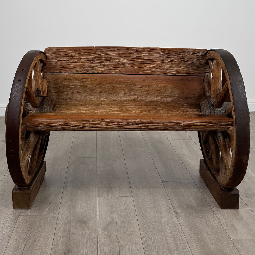 Thumbnail: Vintage 20th Century Good Quality Fir Cartwheel Bench ( REF AF-4012 )
