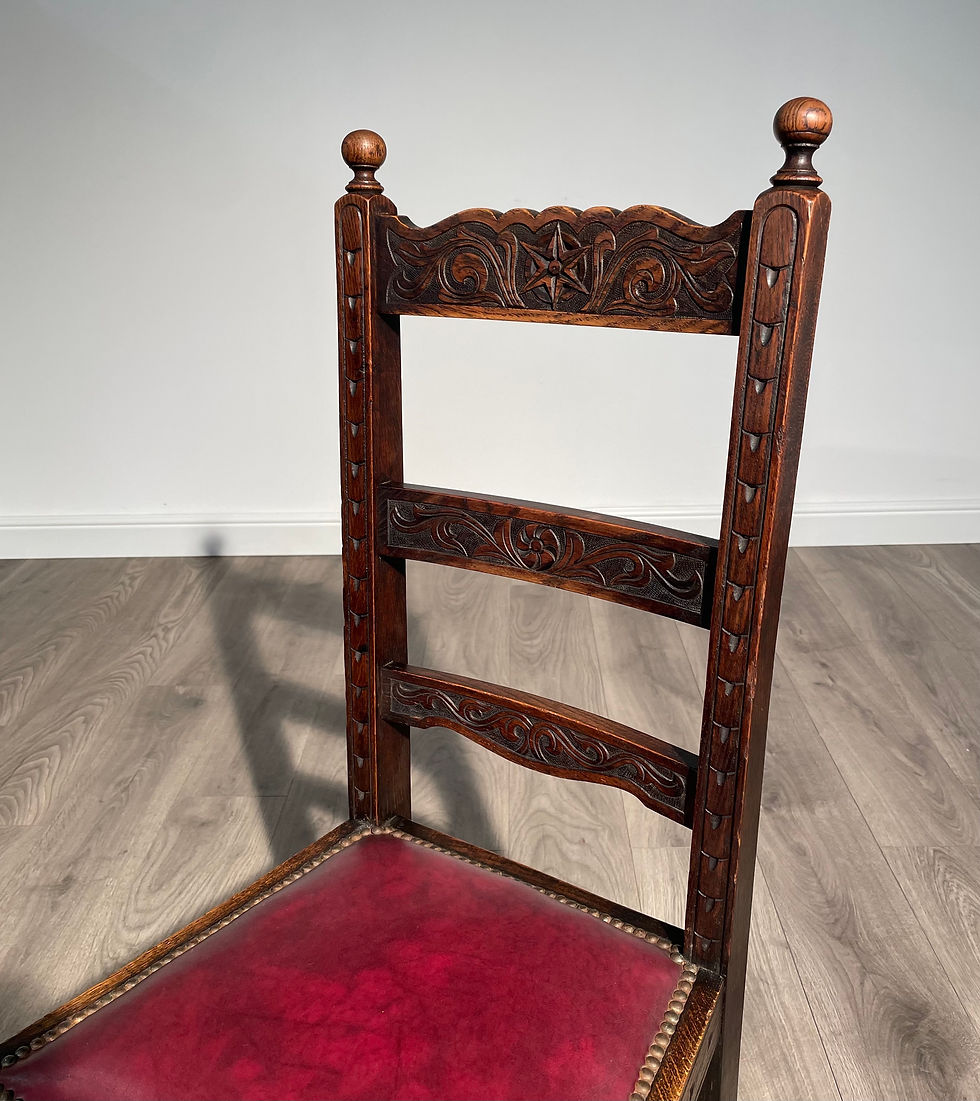 Thumbnail: Antique 20th Century Pair Of Carved Bedroom Chairs In Oak ( REF AF-1884 )