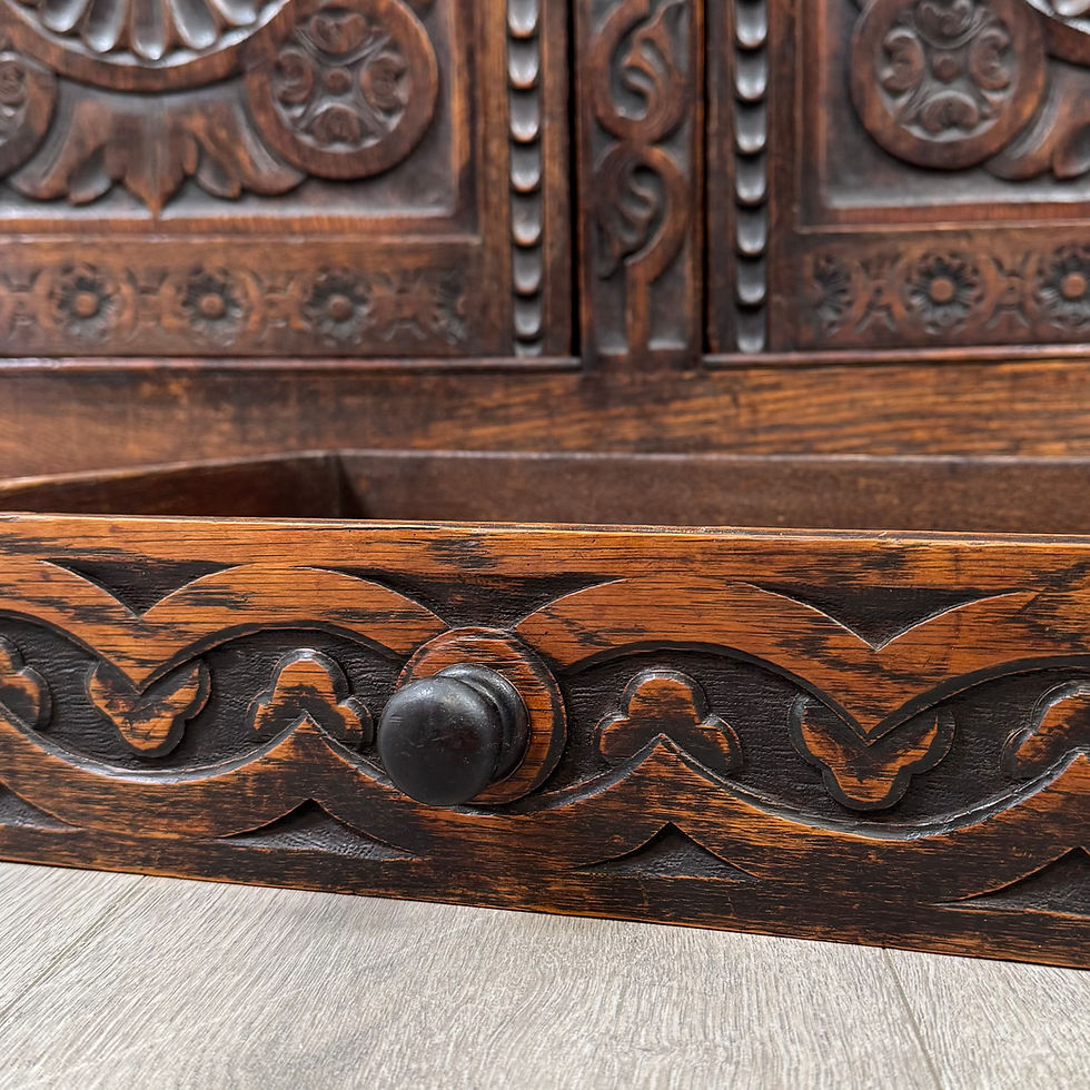 Thumbnail: Antique 19th Century Fine Victorian Carved Oak Sideboard ( AF-5612 )