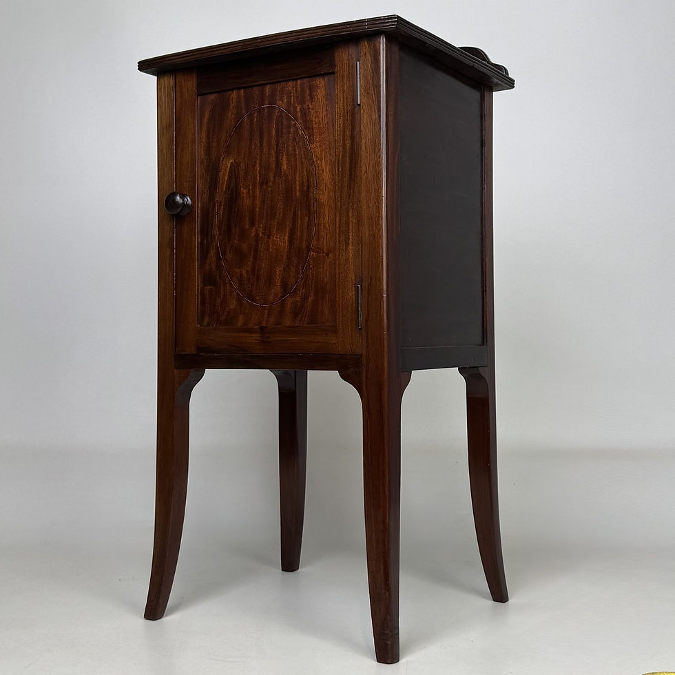 Thumbnail: Antique Edwardian Mahogany Bedside Cabinet | Inlaid Oval Panel | AF-6720