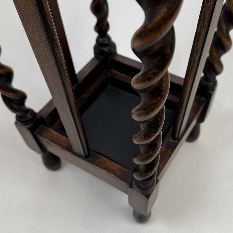 Thumbnail: Antique Oak Barley Twist Umbrella Stand | Drip Tray | AF-6771