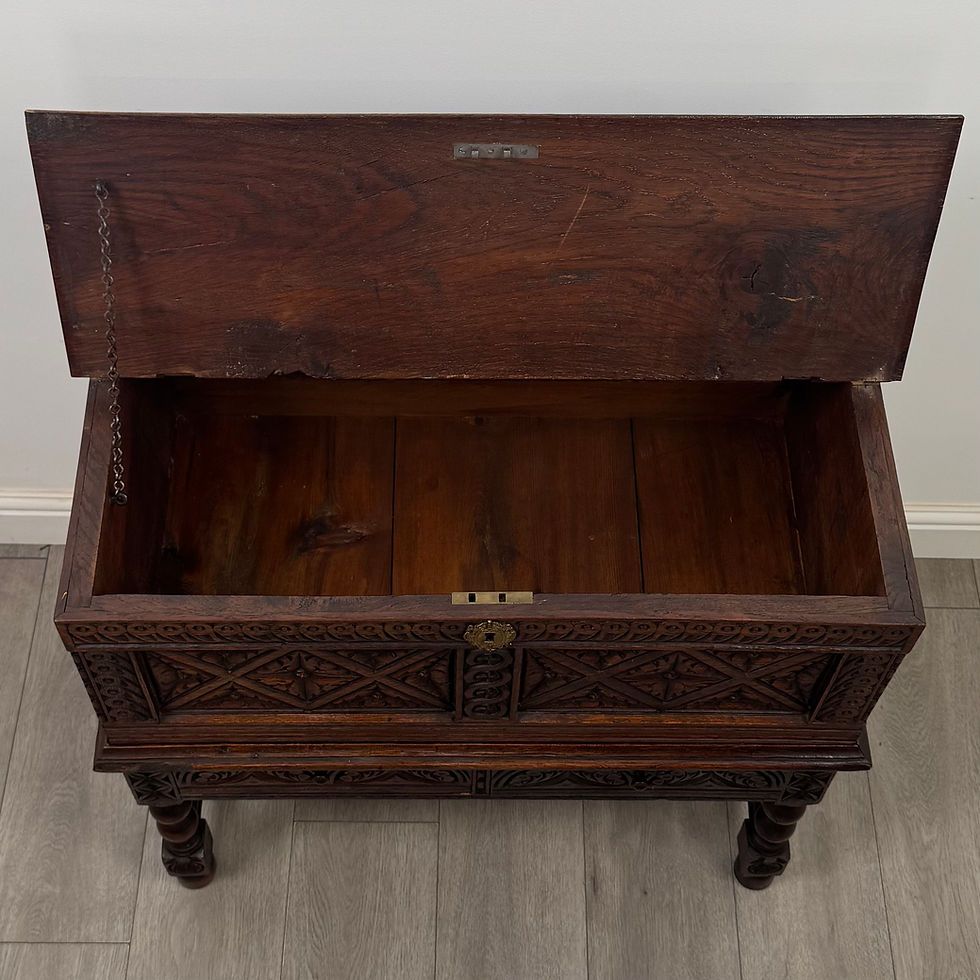 Thumbnail: Antique 19th Century Carved Victorian Chest On Stand In Oak ( AF-5799 )