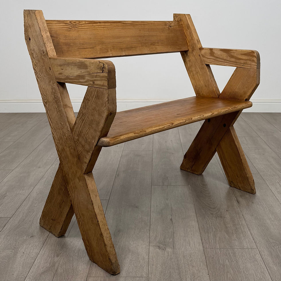 Thumbnail: Antique 19th Century Victorian Bench In Pitch Pine  ( AF-5673 )