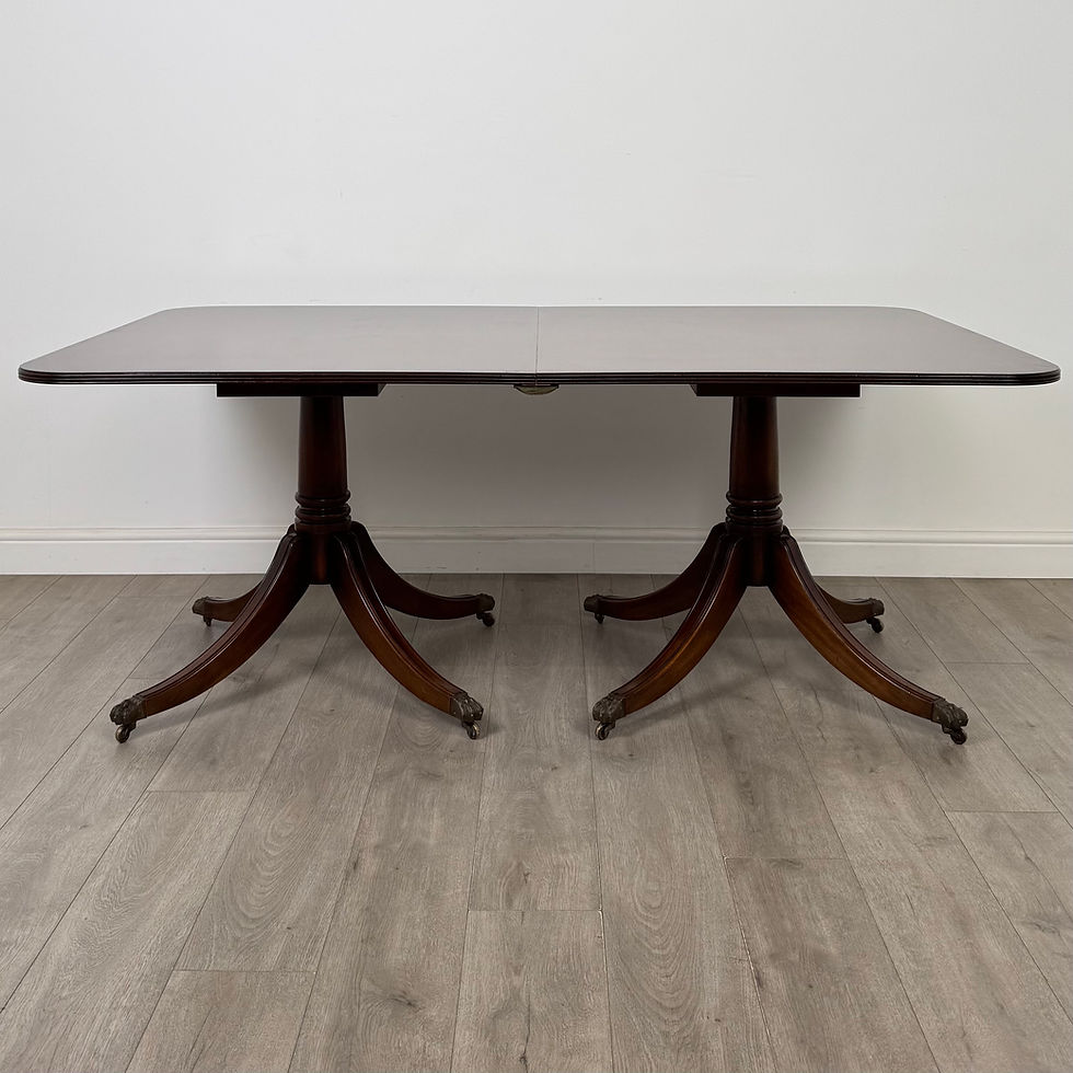 Thumbnail: Antique 20th Century Twin Pedestal Dining Table In Mahogany ( AF-5808 )